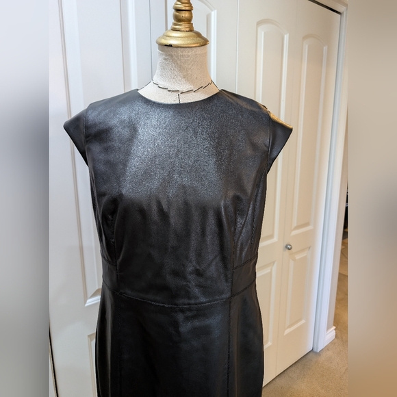 Ann Taylor NWT Black Leather Dress - Picture 2 of 10